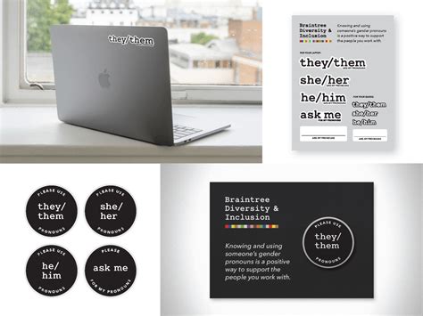 Pronoun Stickers and Pins by Lauren Okura (she/her) on Dribbble