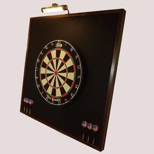 LED Lighted Custom Dart Board Backboard Cabinet 32 X 32 Black Felt With ...