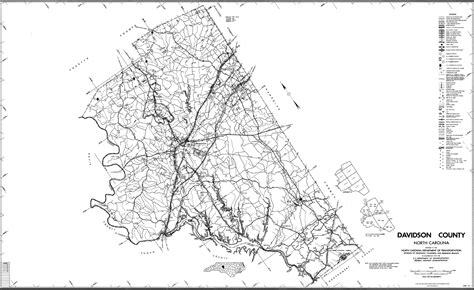 1990 Road Map of Davidson County, North Carolina