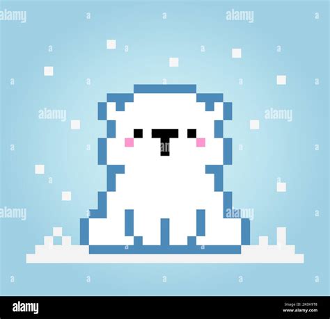 Pixel 8 bit polar bear. Pixel Animals in vector illustration for game ...