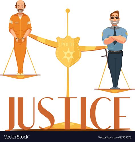 Law justice retro cartoon composition poster Vector Image