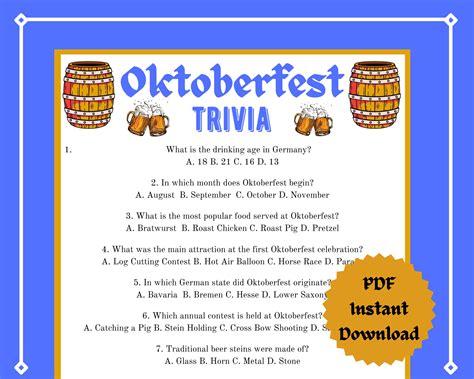 Oktoberfest Game, Printable Oktoberfest Game, Beer Festival Game ...