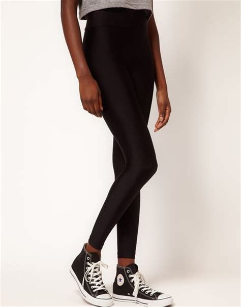 American Apparel American Apparel High Shine High Waist Leggings in Black | Lyst