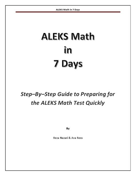 ALEKS Math Placement Assessment in 7 Days: Step-By-Step Guide to ...