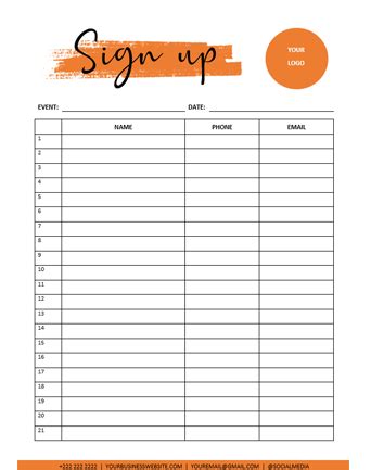 Potluck Sign Up Sheet Template - Free Printable Templates