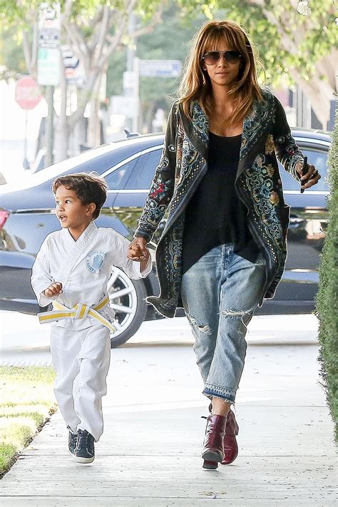 Actress Halle Berry is seen picking up Maceo from karate class in ...