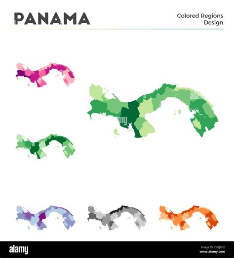 Panama map collection. Borders of Panama for your infographic. Colored country regions. Vector ...