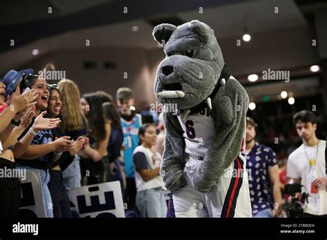 Gonzaga mascot Spike the Bulldog interacts with fans before an NCAA ...