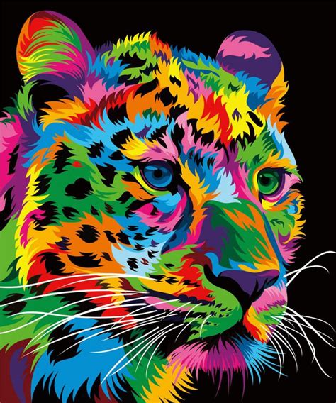 Multi colored Leopard 13 Colorful Animal Vector Illustration on Behance | Colorful animal ...