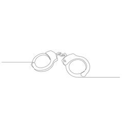 Handcuffs in one continuous line drawing symbol Vector Image