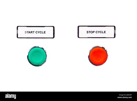 Simple cycle buttons green start beside red stop button. Beginning and ...