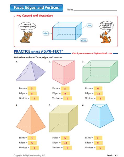 3d Shapes Worksheet Vertices Edges Faces