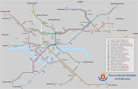 Maps of public transport in Krakow | Bus lines | Tram lines | Krakow ...