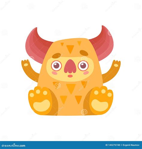 Cute Monster, Funny Orange Alien Cartoon Character Vector Illustration ...