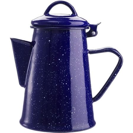 Vintage Blue Enamel Coffee pot, 30oz Camping Coffee Boiler Teapot for Stove Top, Campfire ...