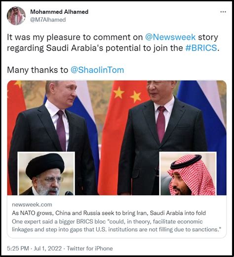 Saudi Arabia in Discussion with China to Join BRICS+ Coalition - SHOAH