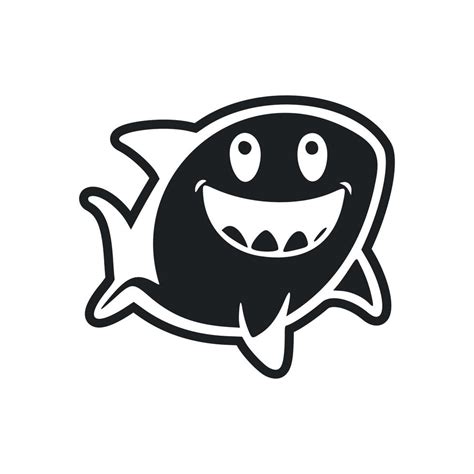 Black and white Uncomplicated logo with a charming cheerful shark ...