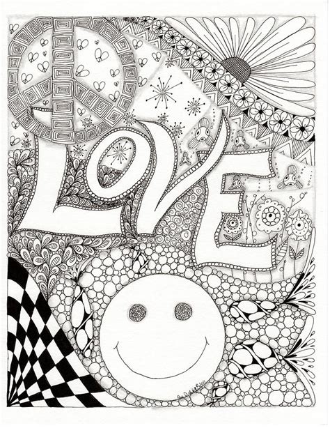 Peace Love and Happiness Drawing by Paula Dickerhoff