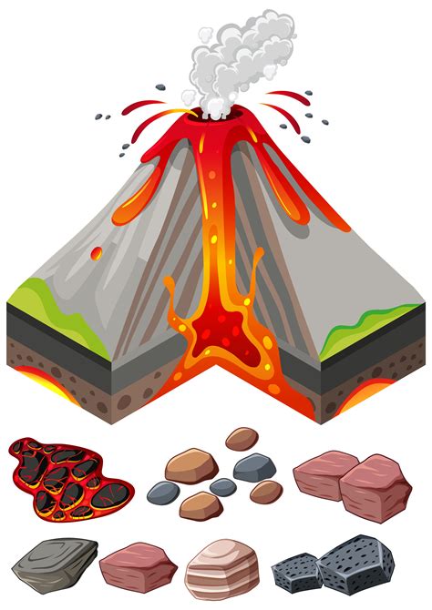 Various Types of Rocks and Volcano Eruptions 1102744 Vector Art at Vecteezy