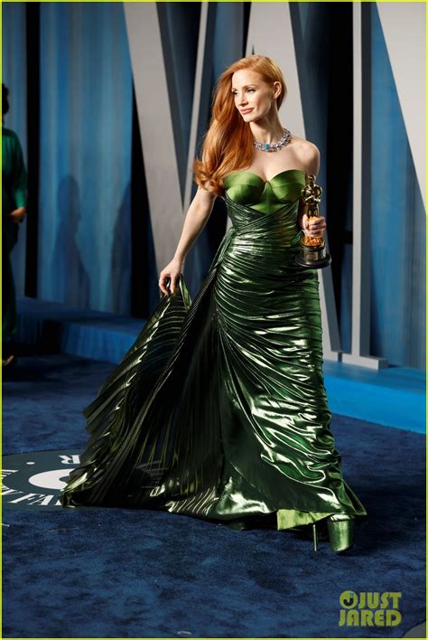 Oscar Winner Jessica Chastain Is a Green Goddess at Oscars 2022 After Party with Her Husband ...