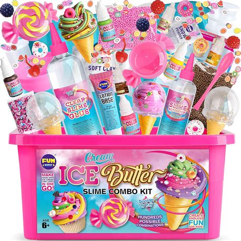 Amazon.com: Slime Kit for Girls 10-12, FunKidz ICE Cream Fluffy Slime Making Kit Ages 8-10 Kids ...