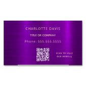 Purple metallic minimalist elegant QR code Business Card Magnet | Zazzle