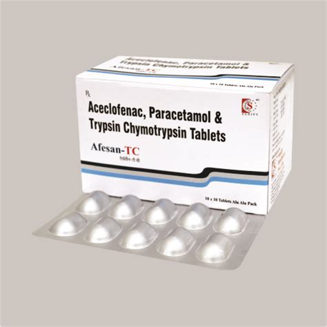 Aceclofenac, Paracetamol & Trypsin Chymotrypsin Tablets Manufacturer ...