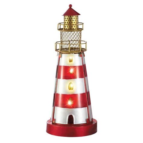 Glass Iron Coastal Nautical Lighthouse Lamp