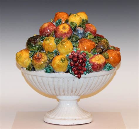 Large Vintage Italian Majolica Pottery Fruit Bowl Table Centerpiece at 1stdibs