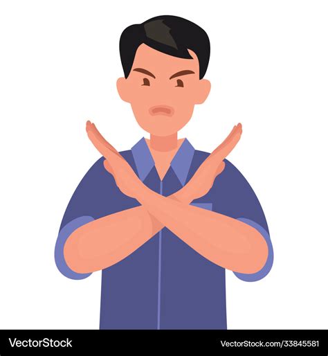 Man shows a gesture no or stop Royalty Free Vector Image