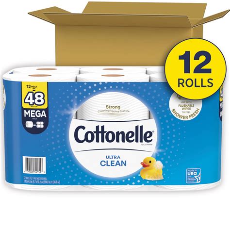 Cottonelle Ultra CleanCare Strong Toilet Paper, 12 Mega Rolls, 312 ...