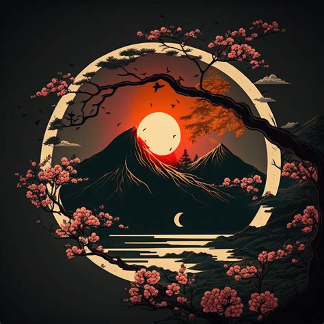 AI-MIDNIGHT SUNSET JAPANESE STYLE ART :: Behance