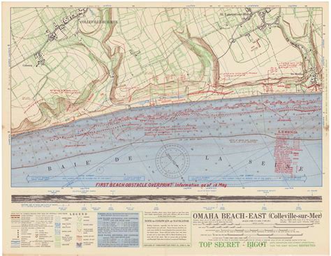 Rare pair of planning maps for the D-Day landing at Omaha Beach - Rare & Antique Maps