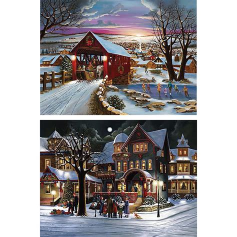 Set of 2: The Joys of Christmas 500 Piece Jigsaw Puzzles | Bits and Pieces