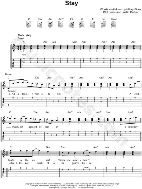 Stay Rihanna Chords Guitar