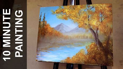 Painting a Autumn Forest Landscape with Acrylics in 10 Minutes - YouTube