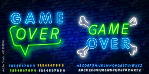 Game Over Neon Text Vector. Game Over neon sign, Gaming design template ...