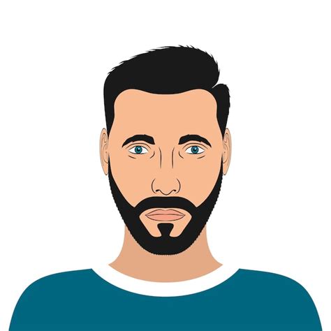 Premium Vector | Portrait of a young man with beard and hair style ...