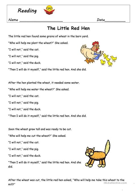 The Little Red Hen Story Printable