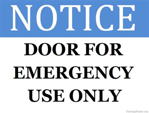 Printable Door for Emergency Use Only Sign