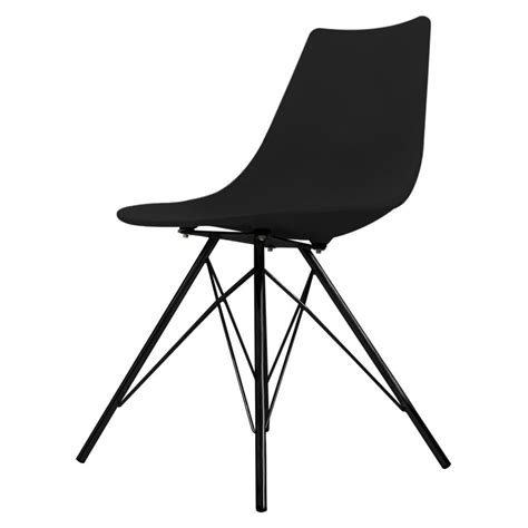 Iconic Black Plastic Dining Chair with Black Metal Legs at Fusion