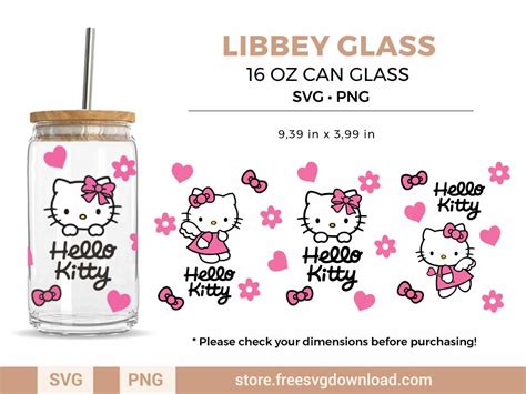 Hello Kitty Libbey Glass SVG (FSD-P8) - Store Free SVG Download