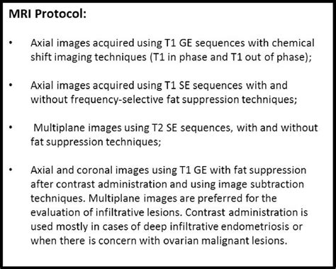 Table 1 from Endometriosis – MRI findings with anatomic-pathologic correlation | Semantic Scholar