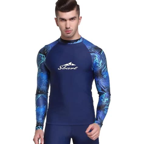 SBART 2018 new long sleeves swimwear rashguard surf clothing diving ...