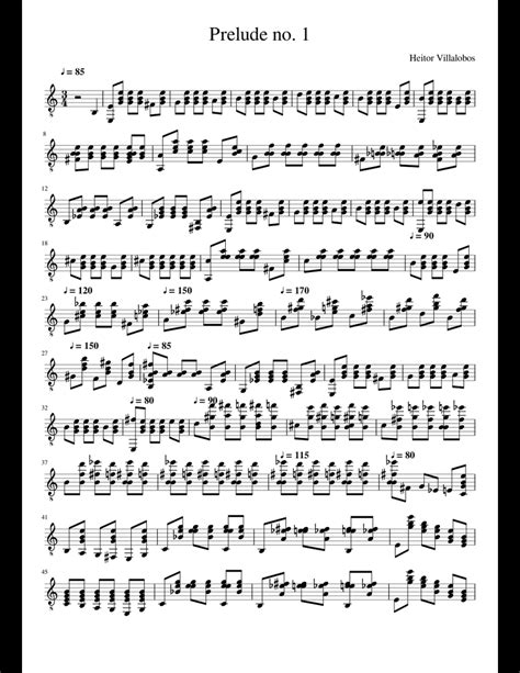 Heitor Villa Lobos Prelude No 1 sheet music for Guitar download free in PDF or MIDI