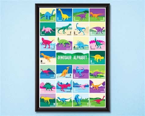 Dinosaur Alphabet Poster DIGITAL DOWNLOAD Nursery Room Home Decor Dino A to Z Kids Room ...