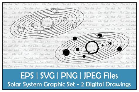 Solar System Outline & Silhouette Vector Clipart