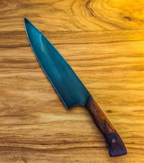 Hand Forged 8” Chef’s knife 1084 edge quenched steel with coco Bolo ...