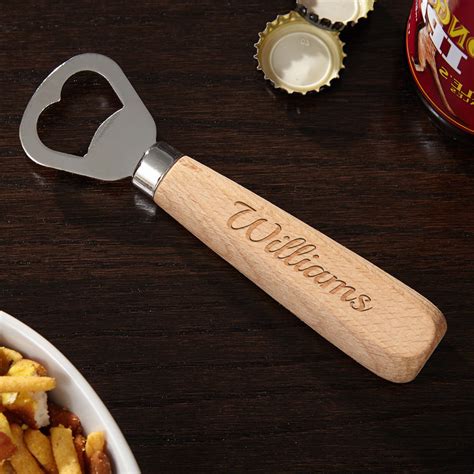 Natural Beechwood Engraved Beer Bottle Opener