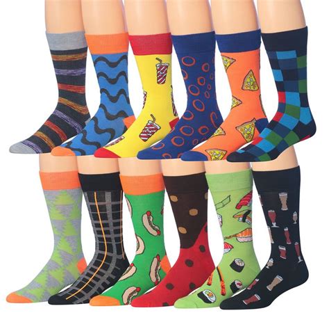 James Fiallo Mens 12-Pairs Funny Funky Crazy Novelty Colorful Patterned Dress Socks | Funky ...